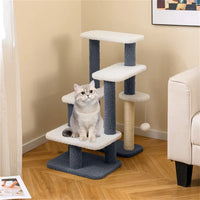 HKM-4565181 2-in-1 Cat Stairs and Tree with Sisal Scratching Post for Easy Access for Cats and Small Dogs