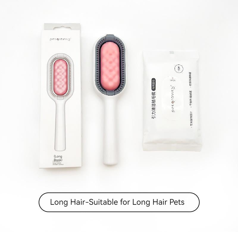 HKM-4567101 Gravity Cleaning Pet Hair Removal Comb with Wipes for Long & Short-Haired Cats and Dogs