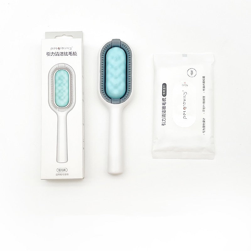HKM-4567101 Gravity Cleaning Pet Hair Removal Comb with Wipes for Long & Short-Haired Cats and Dogs