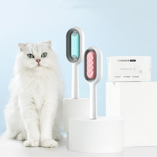 HKM-4567101 Gravity Cleaning Pet Hair Removal Comb with Wipes for Long & Short-Haired Cats and Dogs