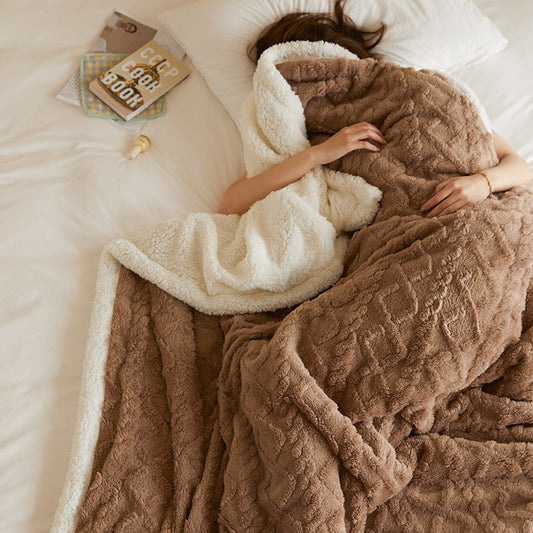 HKM-456723 Cozy Heart Lamb Velvet Blanket for Autumn and Winter - Soft Flannel in Multiple Colors and Sizes