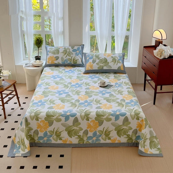 HKM-456723 Floral Cotton Quilt Cover Set - Sizes for Beds 0.9m to 2.2m, Modern Design
