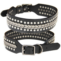 HKM-4567485 Large Dog Personality Rivets Leather Collar in Dark Red, Gold, Silver, Orange, Red