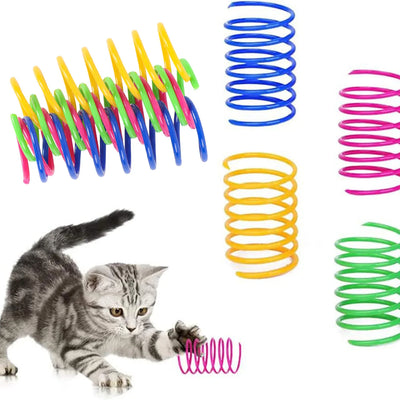 HKM-456915 Interactive 4-Piece Durable Plastic Spiral Spring Toy for Cats