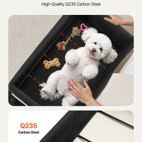 HKM-4569917 Dual-Level Elevated Pet Bed with Foldable Design, 600D Oxford Cloth, Dutch Velvet, Portable Cot with Wheels and Storage for Cats & Dogs, XL, Beige