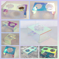 HKM-4571453 Colorful Acrylic Pet Dining Table - Single and Double Bowl Options Available