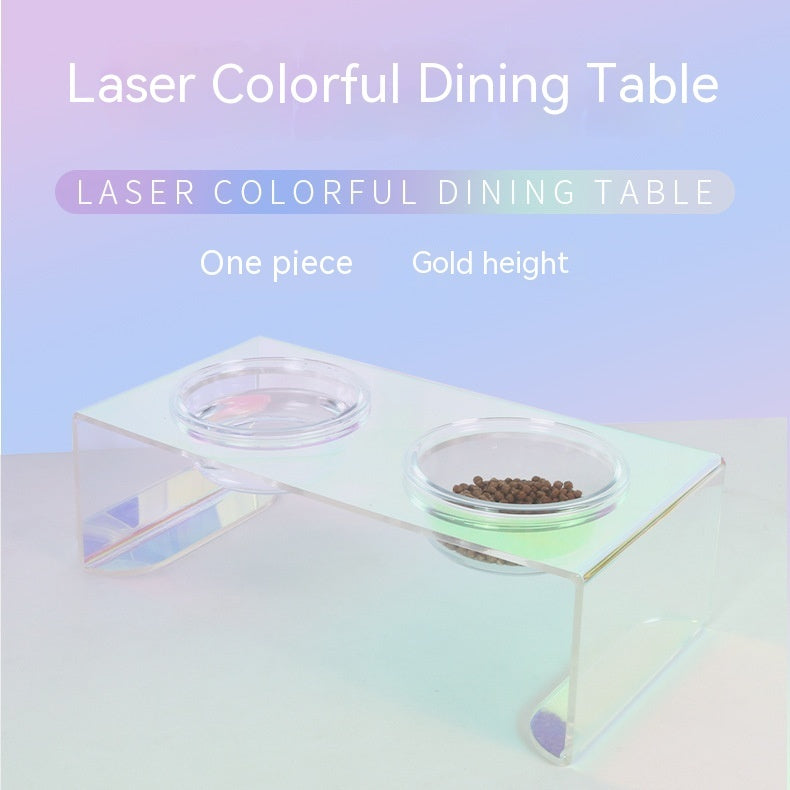 HKM-4571453 Colorful Acrylic Pet Dining Table - Single and Double Bowl Options Available
