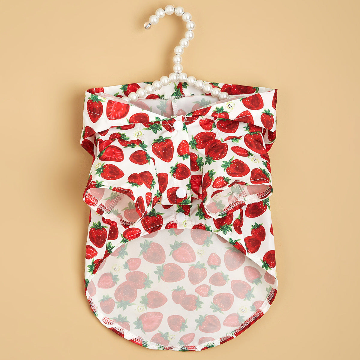 HKM-4571837 Waterproof Strawberry Print Dog Raincoat for Spring and Summer in Multiple Sizes