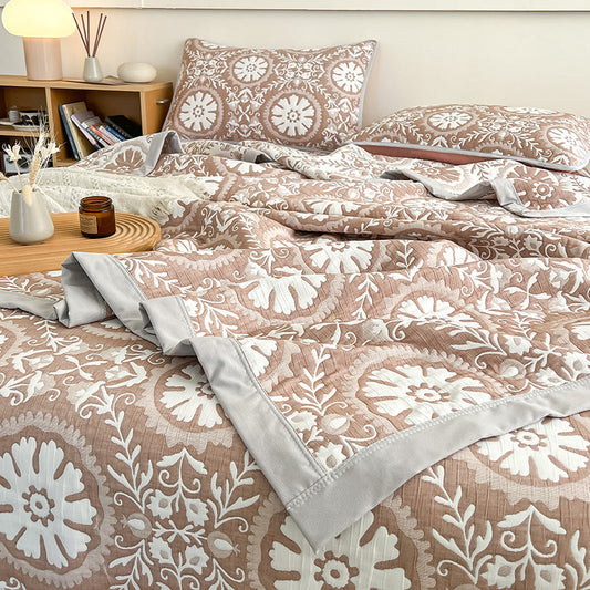 HKM-457235 Multi-Layer Composite Blanket with Pillowcase Set - Multiple Sizes & Colors Available