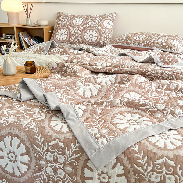 HKM-457235 Multi-Layer Composite Blanket with Pillowcase Set - Multiple Sizes & Colors Available