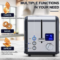HKM-457299 2-Slice Smart Touchscreen Bread Toaster with LED Display and Dust Cover