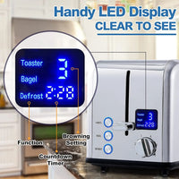 HKM-457299 2-Slice Smart Touchscreen Bread Toaster with LED Display and Dust Cover