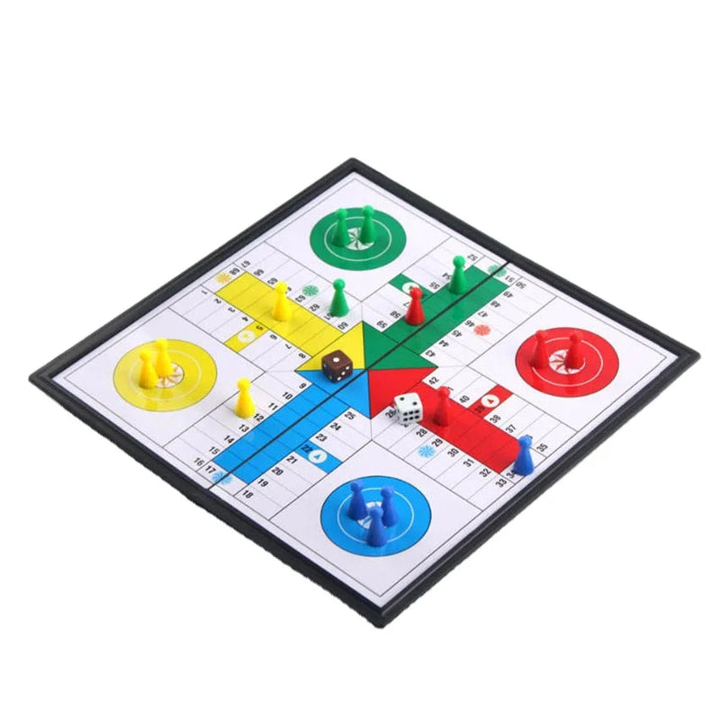 HKM-457363 25x25cm Plastic Folding Chess and Ludo Board Game for Kids
