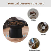 HKM-4574525 Elevated Ceramic Cat Bowls Set with Tilted Design for Comfortable Eating and Anti-Slip Stability