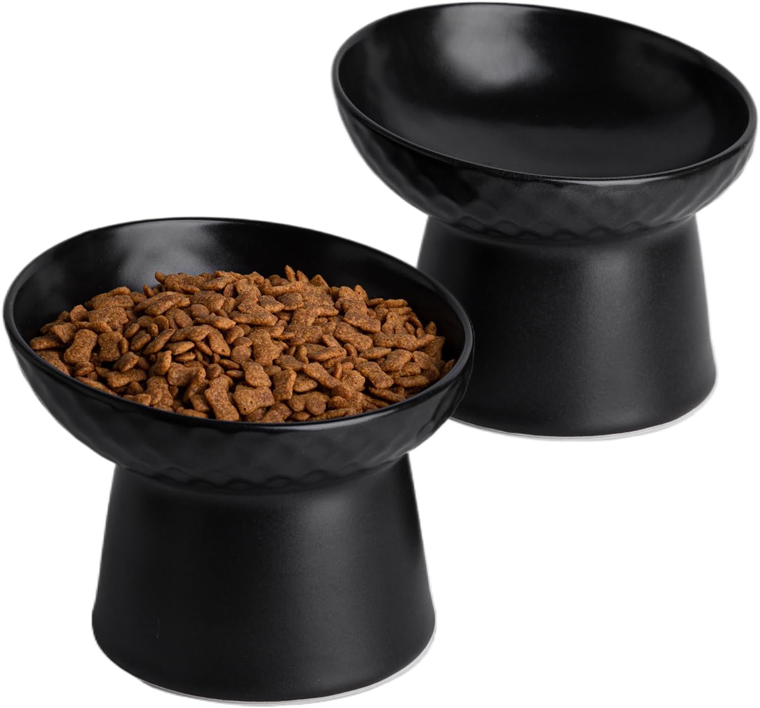 HKM-4574525 Elevated Ceramic Cat Bowls Set with Tilted Design for Comfortable Eating and Anti-Slip Stability