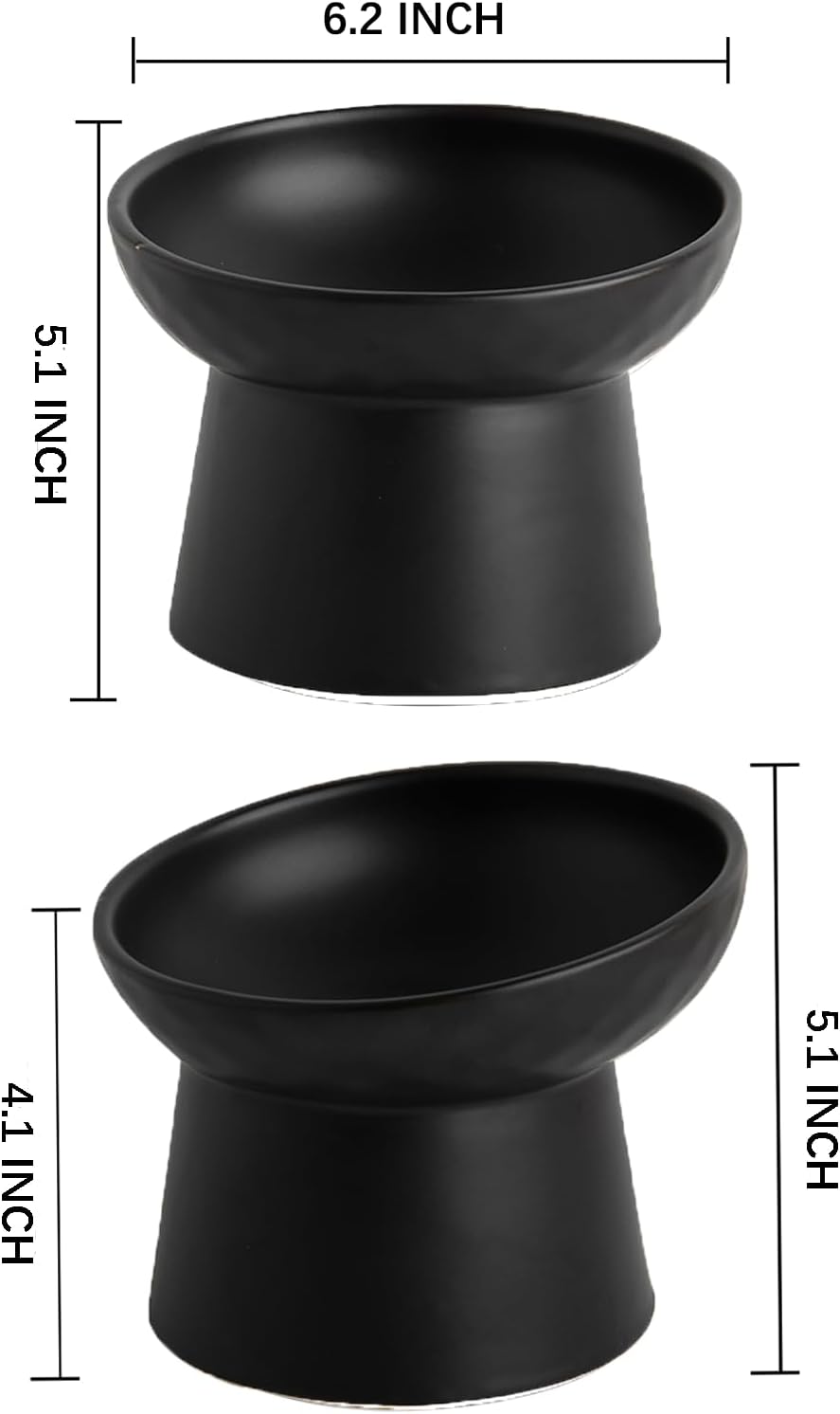 HKM-4574525 Elevated Ceramic Cat Bowls Set with Tilted Design for Comfortable Eating and Anti-Slip Stability