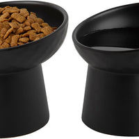 HKM-4574525 Elevated Ceramic Cat Bowls Set with Tilted Design for Comfortable Eating and Anti-Slip Stability
