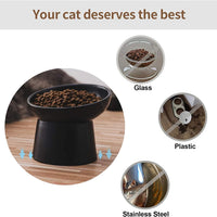 HKM-4574525 Elevated Ceramic Cat Bowls Set with Tilted Design for Comfortable Eating and Anti-Slip Stability