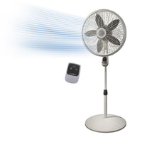HKM-4574547 16 Inch Oscillating Adjustable Pedestal Stand Fan with Timer and Remote Control, White, Model 1646