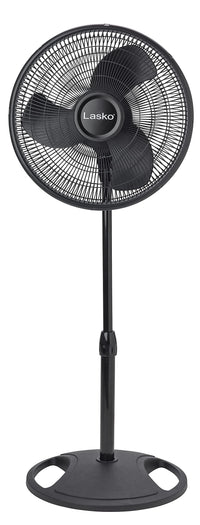 HKM-4574547 16 Inch Oscillating Adjustable Pedestal Stand Fan with Timer and Remote Control, White, Model 1646