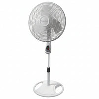 HKM-4574547 16 Inch Oscillating Adjustable Pedestal Stand Fan with Timer and Remote Control, White, Model 1646