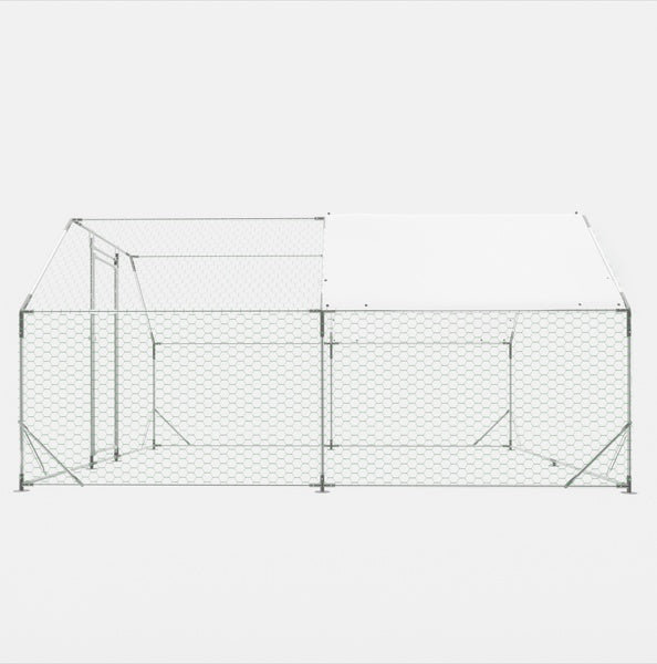 HKM-4574909 Heavy-Duty 10x13 Foot Chicken Coop with Galvanized Steel Frame and Waterproof Cover