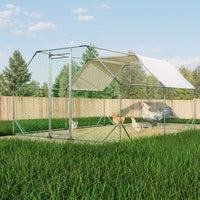 HKM-4574909 Heavy-Duty 10x13 Foot Chicken Coop with Galvanized Steel Frame and Waterproof Cover