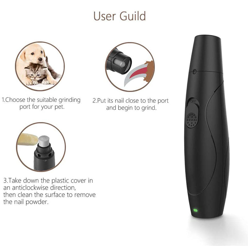 HKM-4575037 Rechargeable Low Noise Electric Nail Polisher for Pets - Safe and Easy to Use