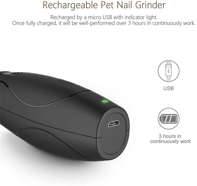 HKM-4575037 Rechargeable Low Noise Electric Nail Polisher for Pets - Safe and Easy to Use