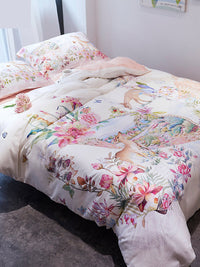 HKM-457555 Light Luxury Egyptian Long Staple Cotton Bed Set - Four Pieces, Pastoral Flower Print, Sizes for 1.5m to 2.0m Beds