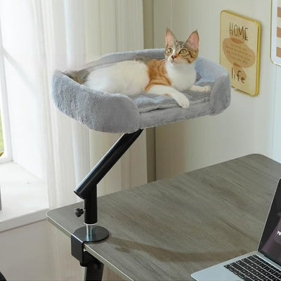 HKM-4575677 Adjustable Height Plush Cat Bed with Rotating Design for All Seasons