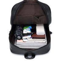 HKM-457619 Men's Pu Leather Casual Business Laptop Backpack with Multiple Compartments