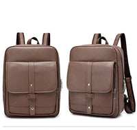 HKM-457619 Men's Pu Leather Casual Business Laptop Backpack with Multiple Compartments