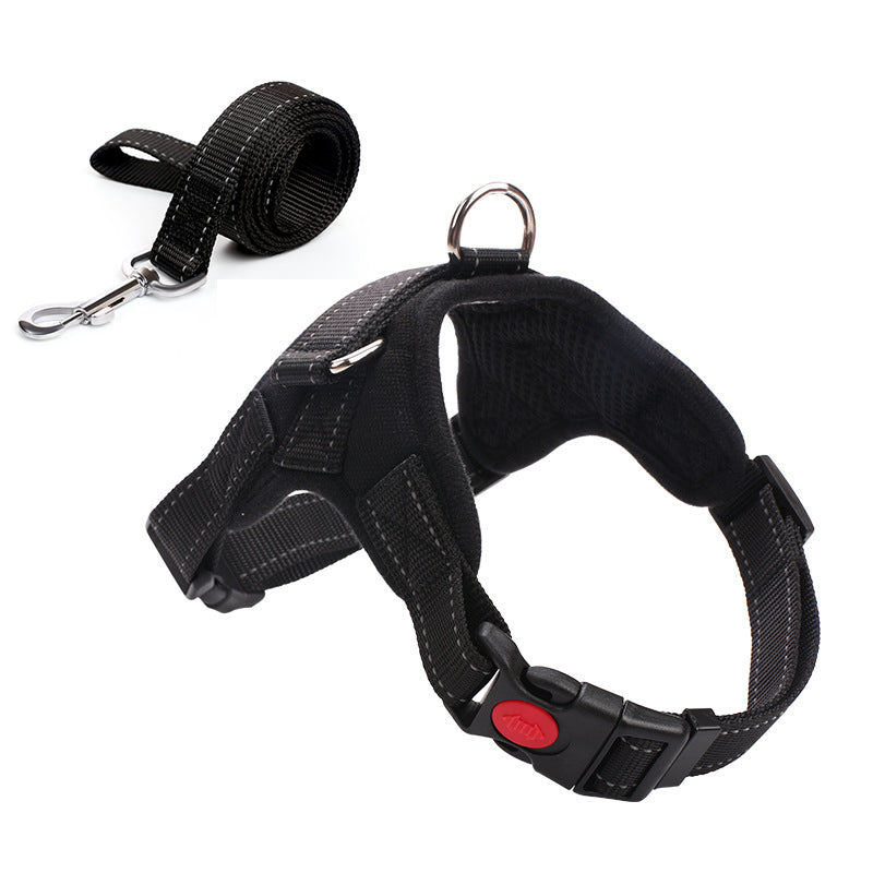 HKM-4576317 Camouflage Dog Harness with Leash - Adjustable Polyester Chest Strap for All Sizes