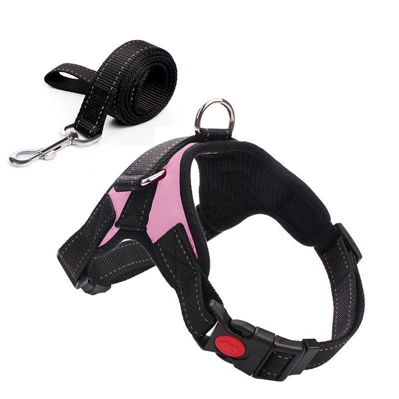 HKM-4576317 Camouflage Dog Harness with Leash - Adjustable Polyester Chest Strap for All Sizes