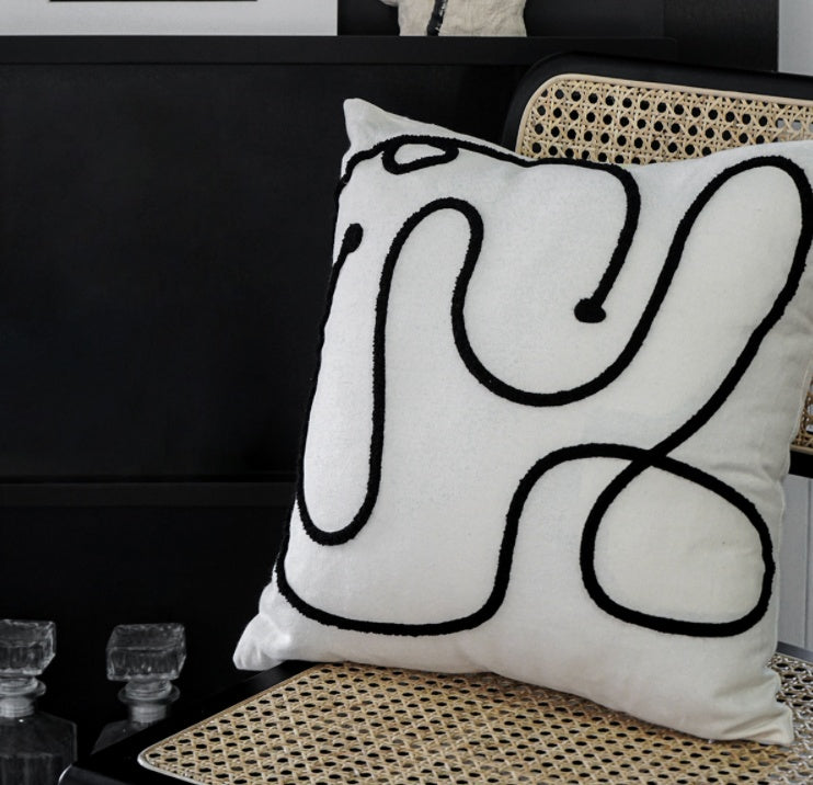 HKM-457683 Modern Geometric Pattern Cotton Pillowcase 45x45cm in Beige
