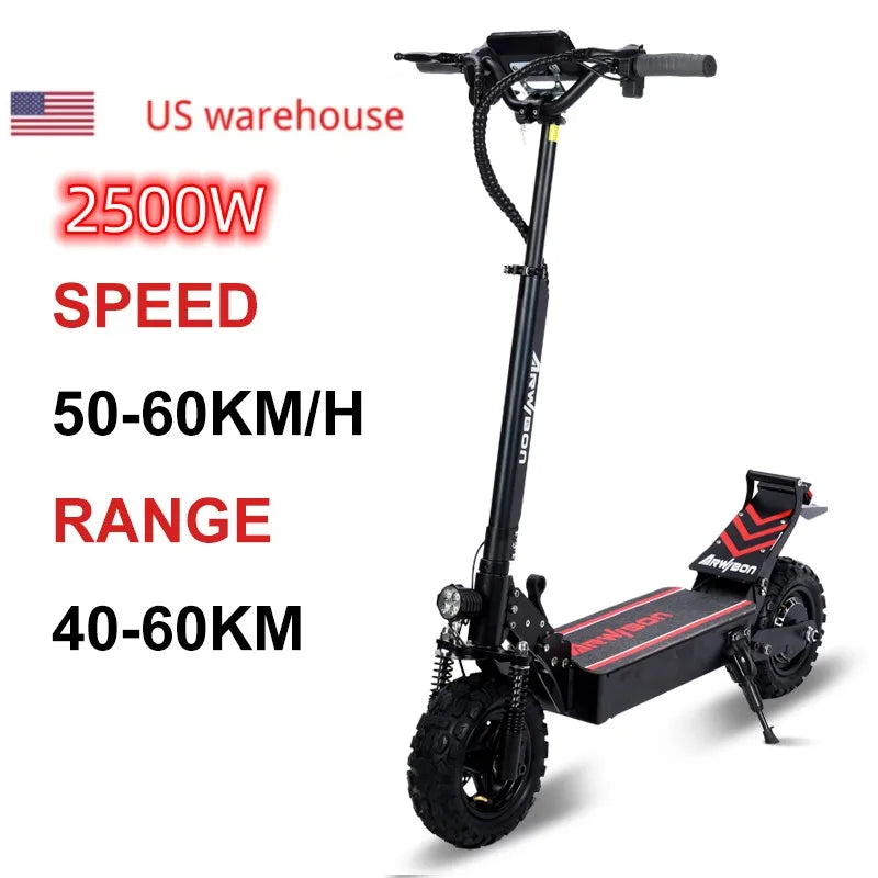 HKM-457747 2500W Dual Motor Electric Scooter 48V 16Ah Offroad Two-Wheel Bike, Range 40-60km