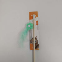 HKM-4577853 Wooden Cat Teasing Stick with Small Flower Decoration