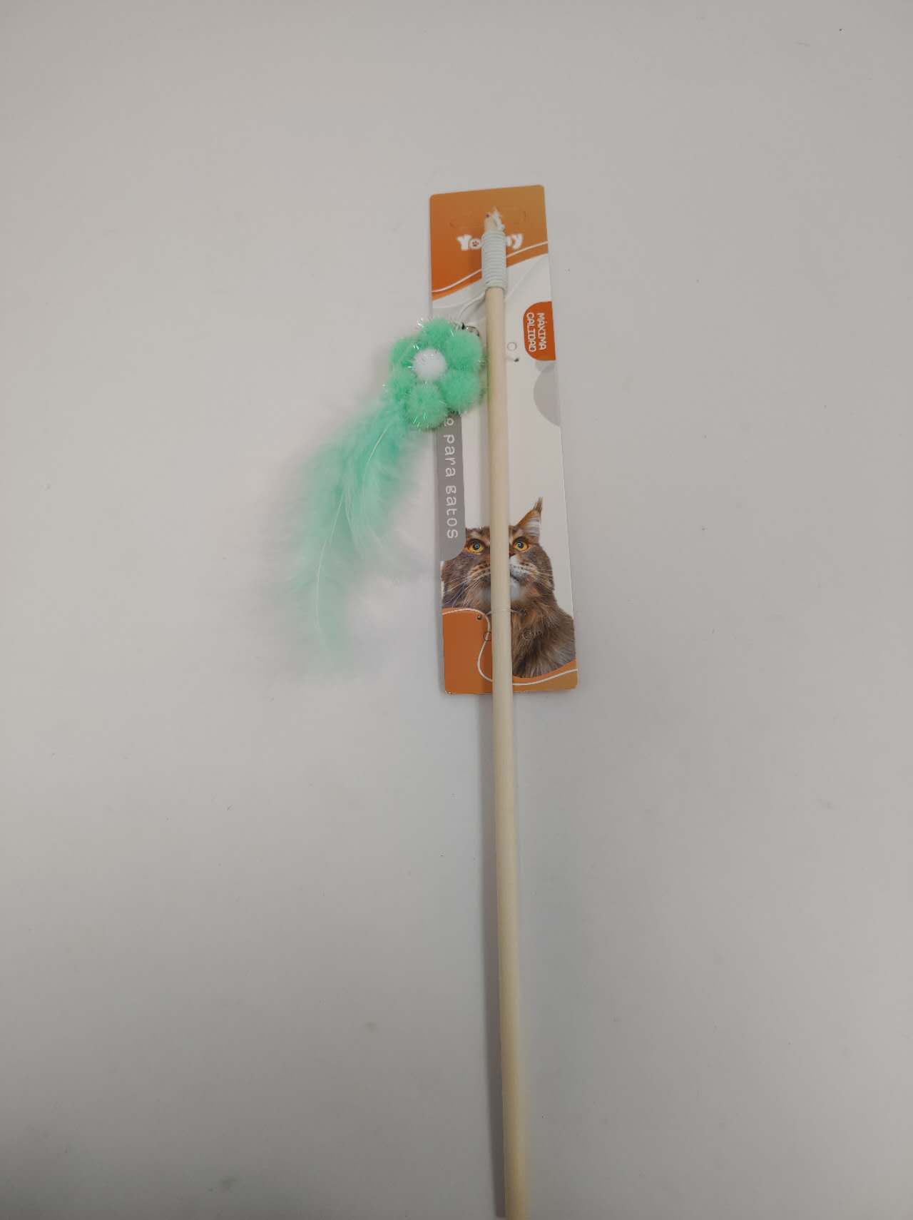 HKM-4577853 Wooden Cat Teasing Stick with Small Flower Decoration