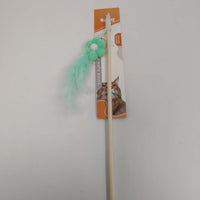 HKM-4577853 Wooden Cat Teasing Stick with Small Flower Decoration