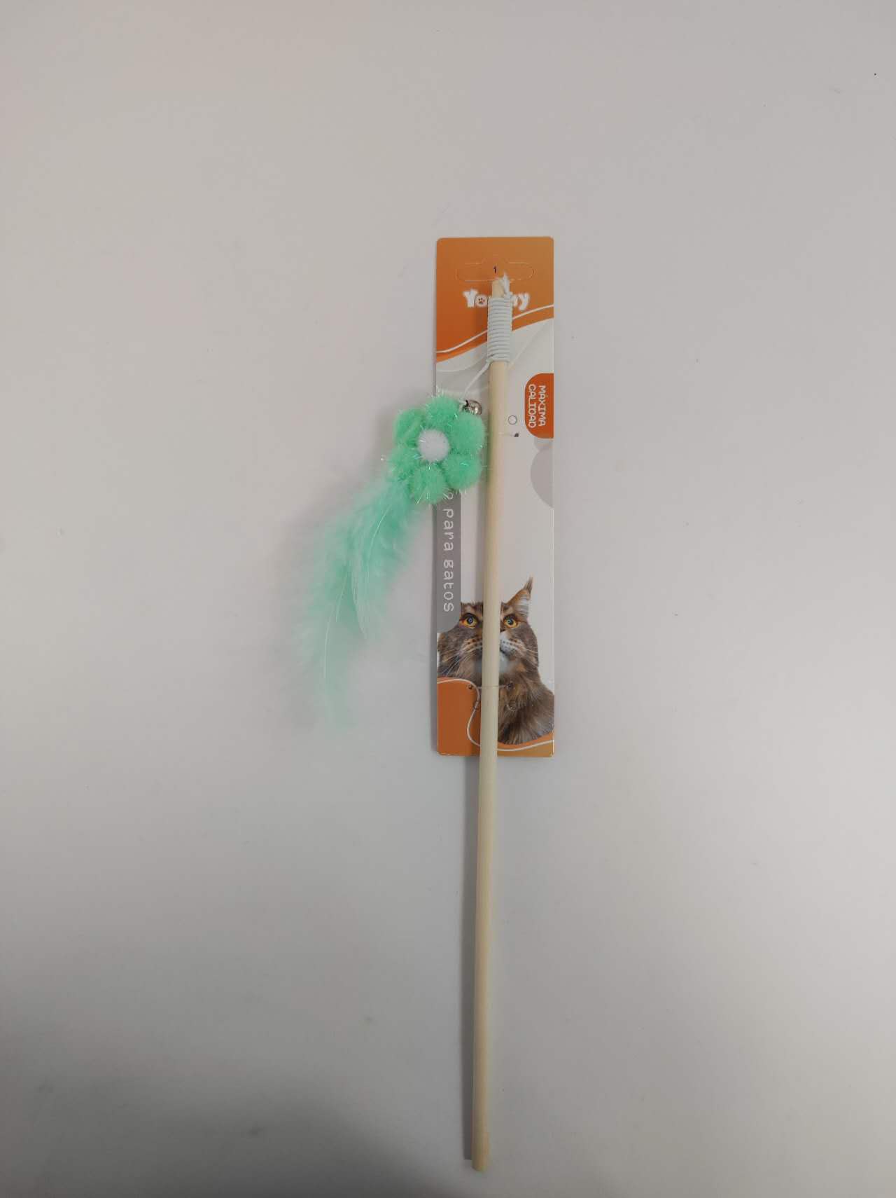 HKM-4577853 Wooden Cat Teasing Stick with Small Flower Decoration