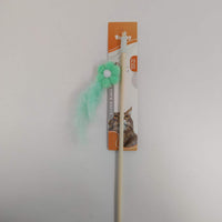 HKM-4577853 Wooden Cat Teasing Stick with Small Flower Decoration