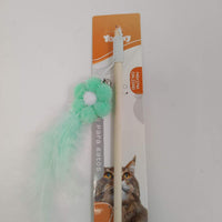 HKM-4577853 Wooden Cat Teasing Stick with Small Flower Decoration