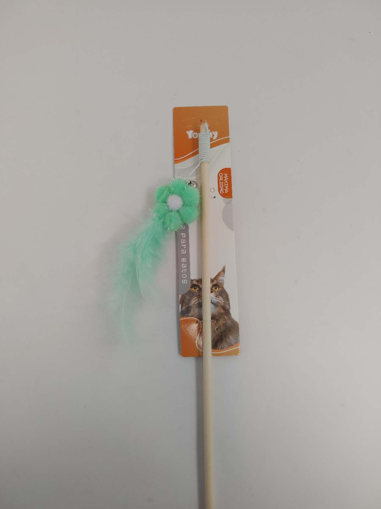 HKM-4577853 Wooden Cat Teasing Stick with Small Flower Decoration