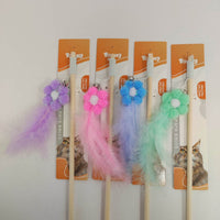 HKM-4577853 Wooden Cat Teasing Stick with Small Flower Decoration