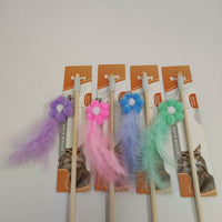 HKM-4577853 Wooden Cat Teasing Stick with Small Flower Decoration
