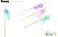 HKM-4577853 Wooden Cat Teasing Stick with Small Flower Decoration