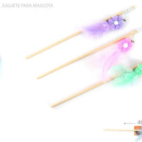 HKM-4577853 Wooden Cat Teasing Stick with Small Flower Decoration