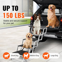 HKM-4580285 Folding 5-Step Dog Stairs for Cars - Aluminum, Safe & Non-Slip Design, Supports Pets up to 150 lbs