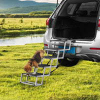 HKM-4580285 Folding 5-Step Dog Stairs for Cars - Aluminum, Safe & Non-Slip Design, Supports Pets up to 150 lbs